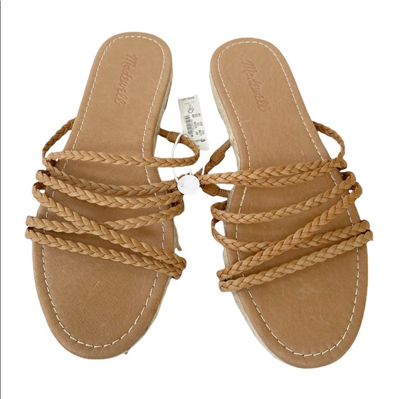 Madewell ‘The Kathryn’ Espadrille Slide Sandal in Leather in Amber Brown NWT - Picture 5 of 13